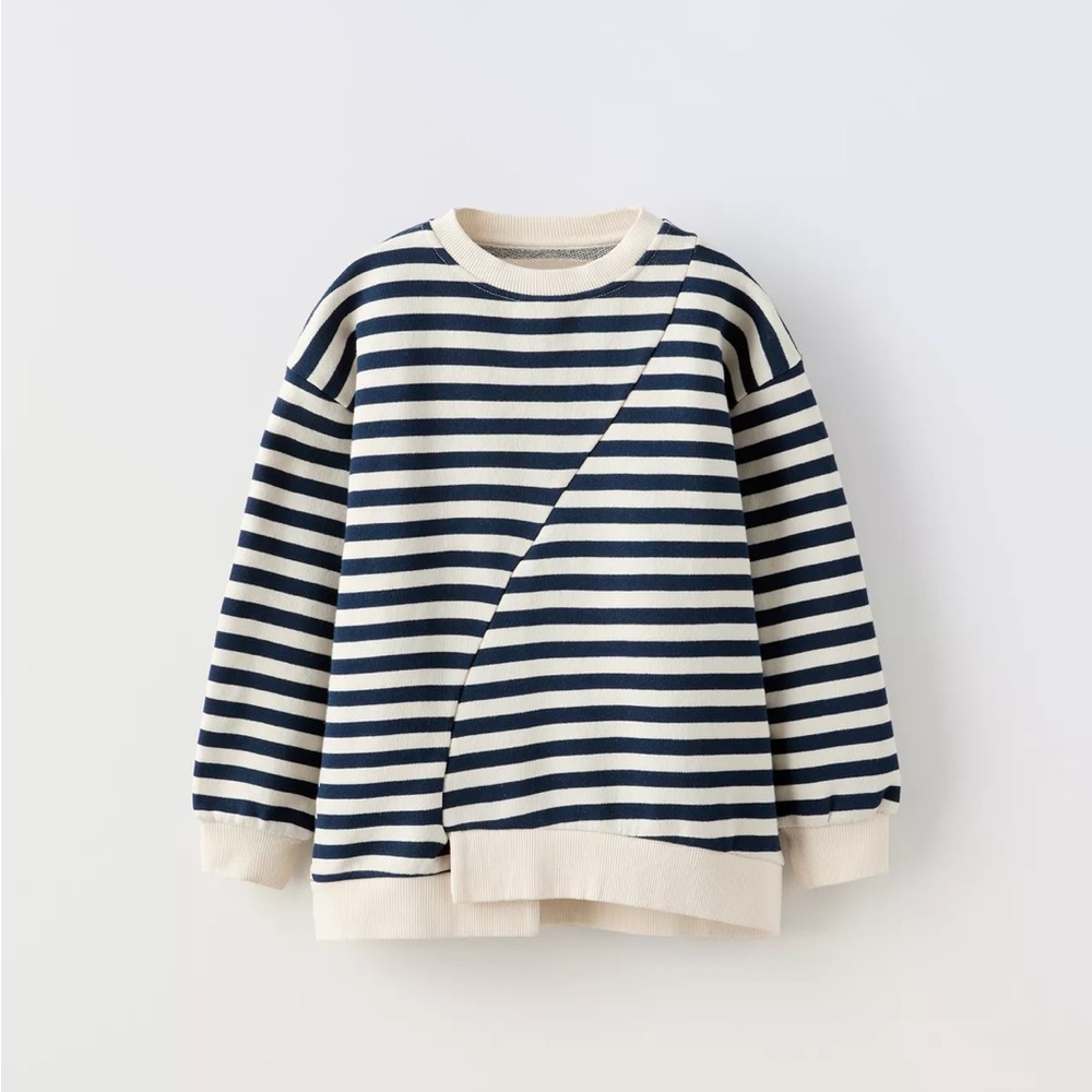 *BRAND NEW Zara Striped Navy & Cream Kids Sweatshirt Size 11/12